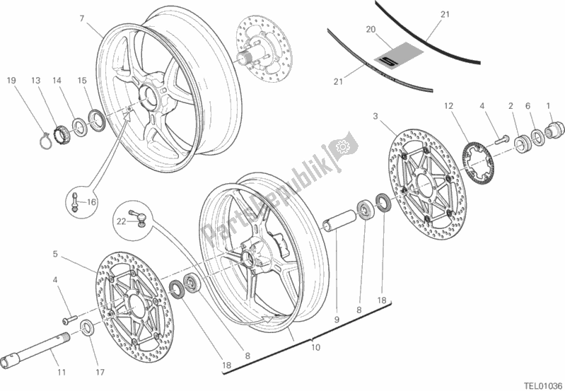 Toutes les pièces pour le 026 - Ruota Anteriore E Posteriore du Ducati Monster 1200 S USA 2020